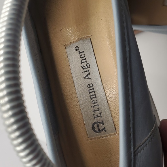 Etienne Aigner Vintage Women's Stella Blue Leather Penny Loafers Sz 7.5 Preppy - Picture 13 of 13